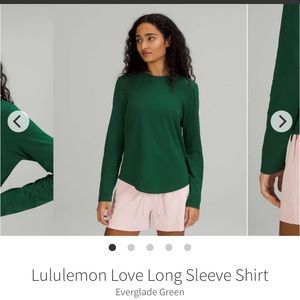 Lululemon Love Long Sleeve Shirt Size 8 Everglade Green
